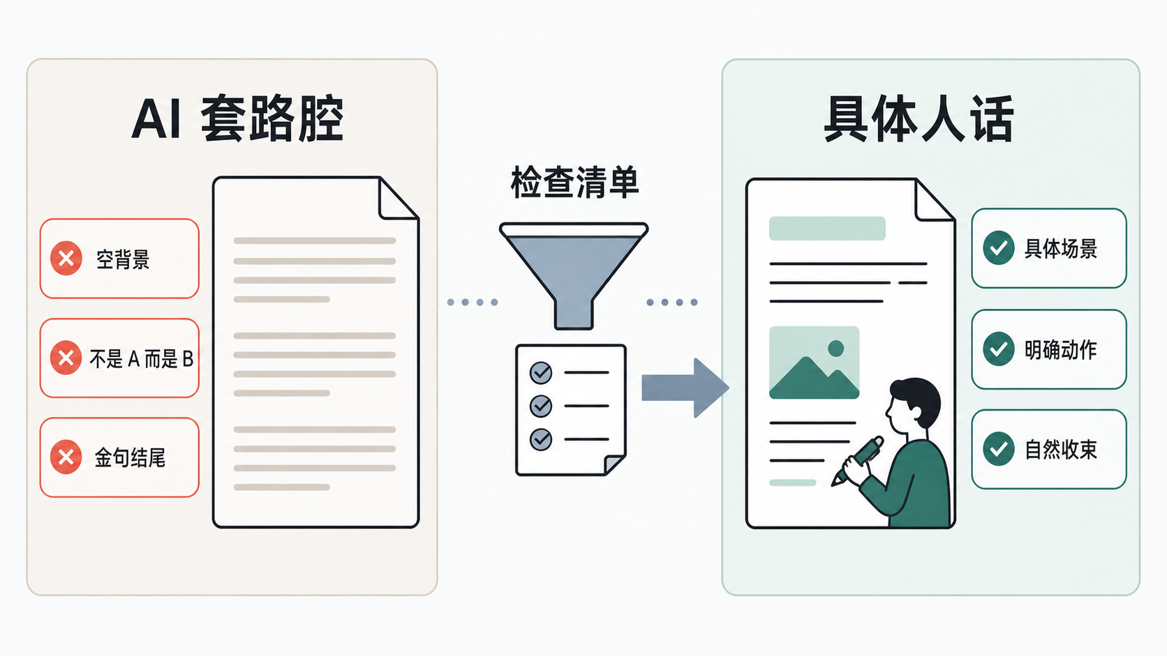 stop-slop 的改稿思路：从空背景、机械反转、金句结尾，改成具体场景、明确动作、自然收束