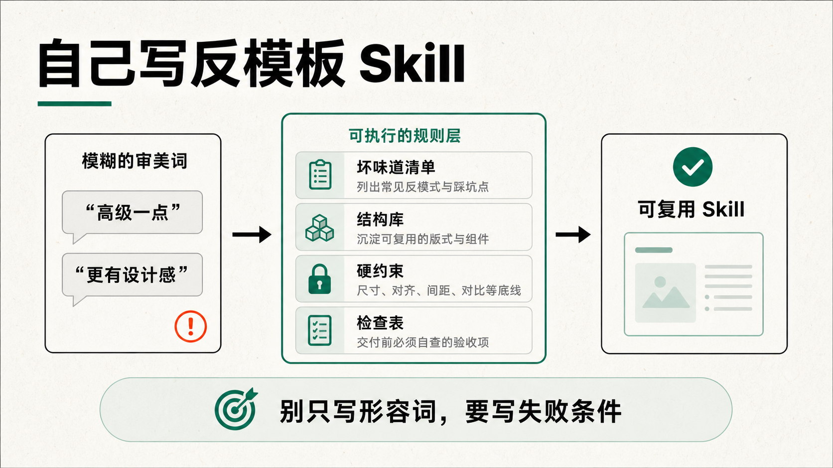 自己写类似 Hallmark 的 Skill：从坏味道清单、结构库、硬约束到检查表