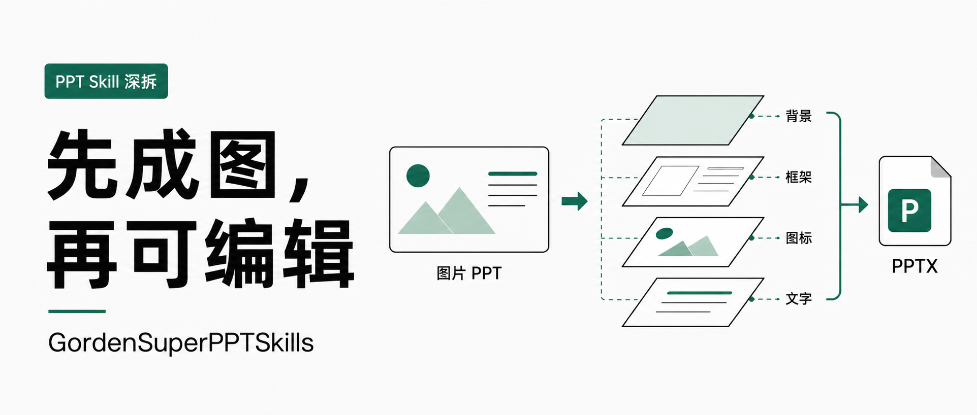 GordenSuperPPTSkills：先把 PPT 做成图，再拆回可编辑